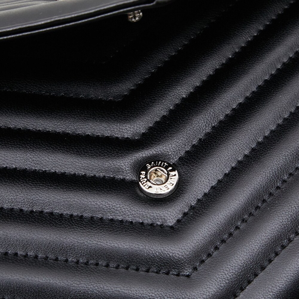 Yves Saint Laurent Envelope Medium Black Chevron Shoulder Bag - Picture 4 of 8